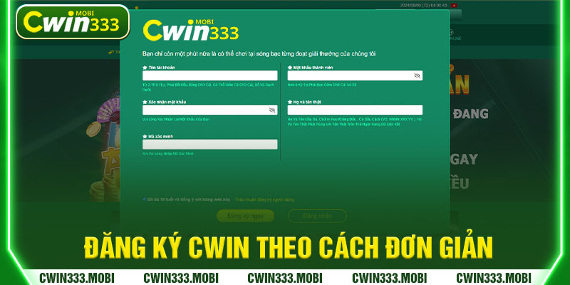 Đăng ký Cwin theo cách đơn giản 